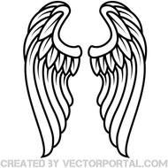 Simple Angel Wings Outline Vector