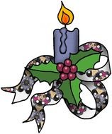 candle with flower drawing