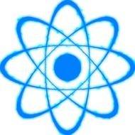 blue atom on a white background