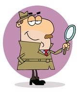 cartoon Police Detective with Magnifying Glass