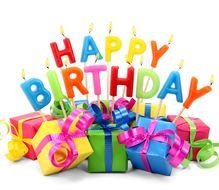 clipart of Colorful gifts for Happy Birthday text