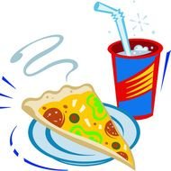 Pizza With Soda drink, colorful drawing