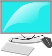 computer with blue monitor