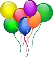 clipart of balloons of different colors on a white background