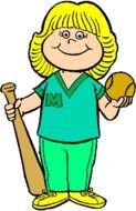 painted baseball girl in green uniform