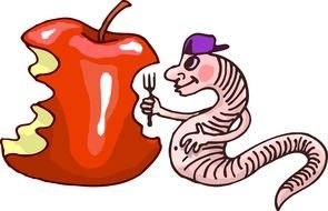 Clipart of Cartoon Worm is eating