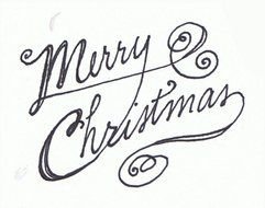 Merry Christmas text Print drawing