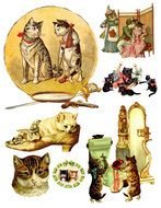 Cats In Clothes Kittens Cat Animal Die Cuts Collage Sheet