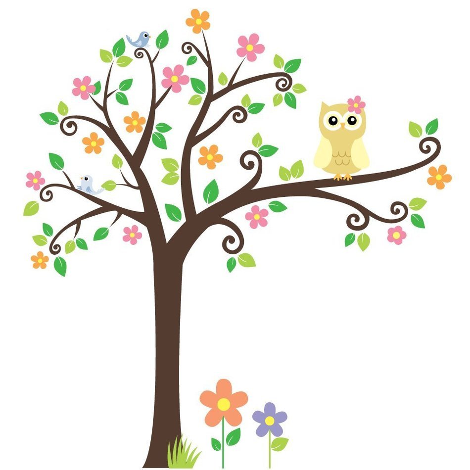 drawing of a bird on a tree