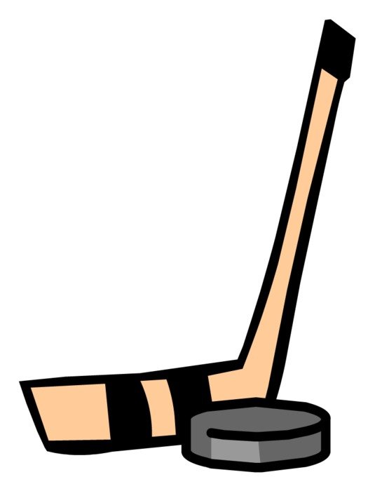 painted club and puck