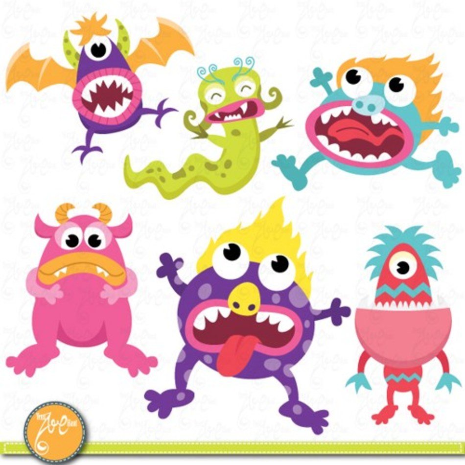 Cute Litter Monsters Clip Art Set Funny Monster Lcm003 1cb5c1c3jpg