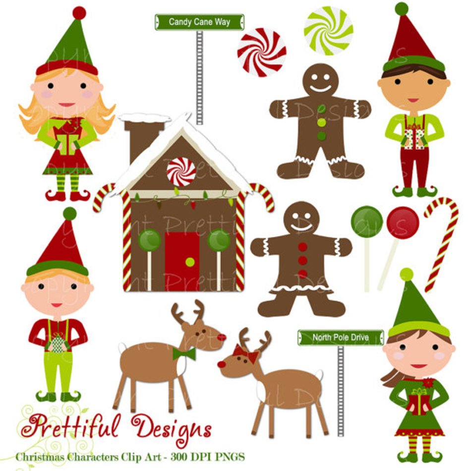 Christmas Characters Elf Elves Gingerbread Reindeer