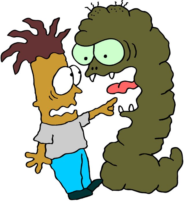 cartoon boy and alien worm