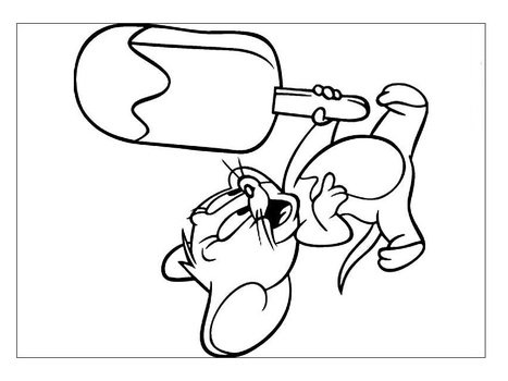 Colouring Page, Tom And Jerry, mouse with ice cream on stick