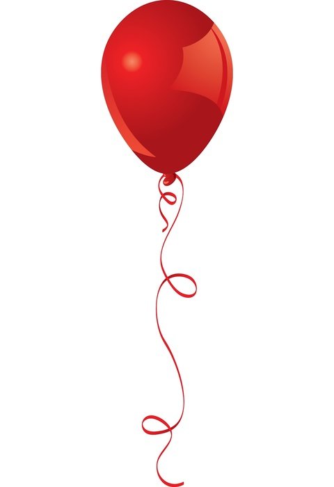 red balloon with red ribbon