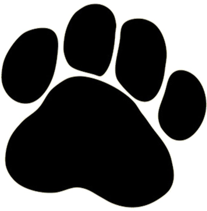animal Paw Print, black at white