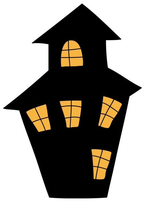black house with yellow windows