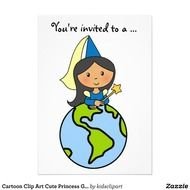 Cartoon Cute Princess Girl Birthday Party Custom Announcement