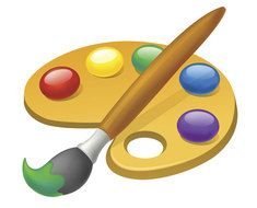 painting easel and brush