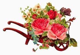 wooden wheel with roses