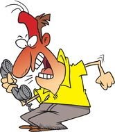 angry cartoon man with phone