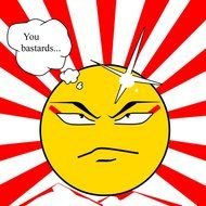 drawing of an evil sun with red rays