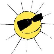 Sun with sunglasses clipart