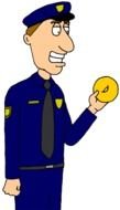 man with donat drawing