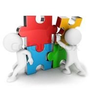 figures near puzzle pieces