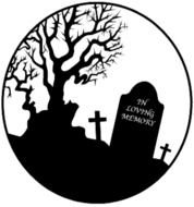 black and white tombstone drawing