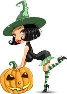 Pretty Witch With Halloween Vector Illustration Free Graphics