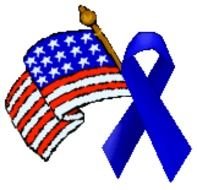 Ribbons And Usa Flags Blue Patriotic
