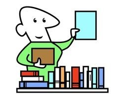 drawing of a man in the library