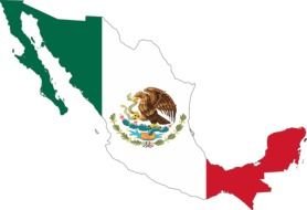 map in colors of mexican flag