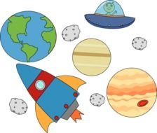 Rocket And Ufo Flying Through Outerspace Image