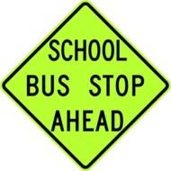 School Bus Stop Ahead Sign Fluorescent Clip Art 103568
