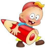 Cartoon boy with the red crayon clipart