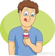 Dessert Boy Eating Icecream Classroom