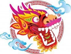 Chinese red dragon drawing