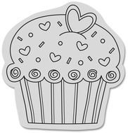 drawn black and white cupcake