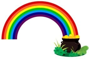 rainbow near a pot of gold