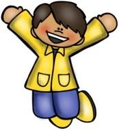 painted bouncing boy in a yellow jacket