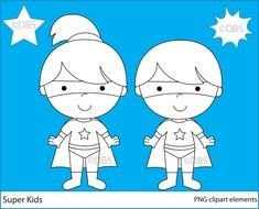 Digital Stamps Super Hero Superhero Kids