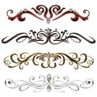Vintage Borders With Gems, line art