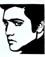 black and white profile of Elvis Presley