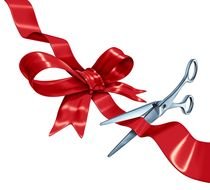 red ribbon and scissors