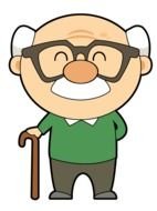 Cute Cartoon Grandpa with stick