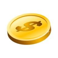 gold coin with a dollar symbol