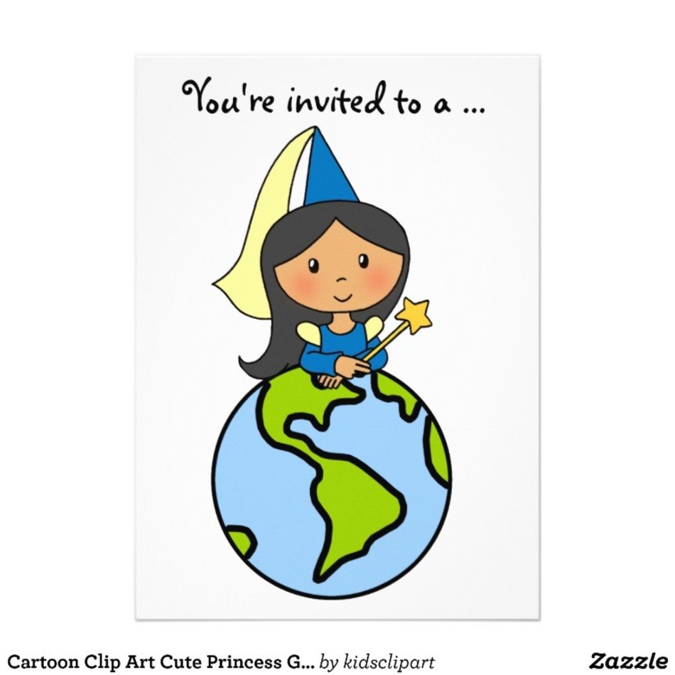 Cartoon Cute Princess Girl Birthday Party Custom Announcement