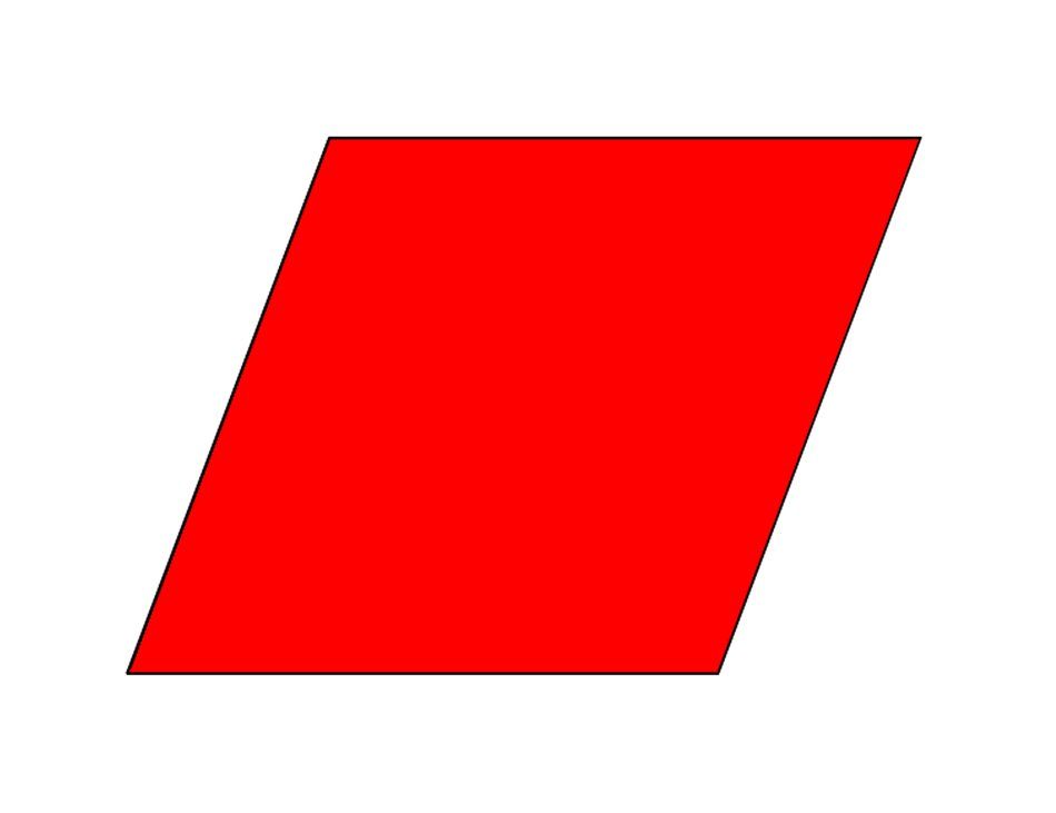 red parallelogram on a white background